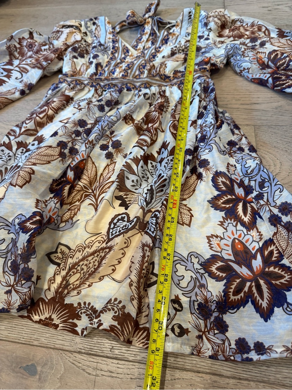 Calypso St. Barth Floral Boho Mini Dress XS NWT Puff Sleeve Tie Back